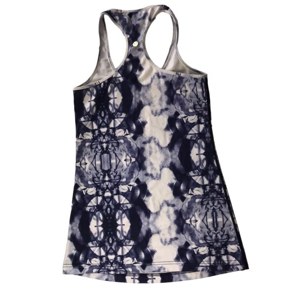 Lululemon Cool Racerback Tank Top CRB White Blue Tie Dye Size Women's Medium - Picture 2 of 9